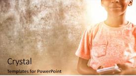  Presentation with school - Beautiful PPT theme featuring cellphone while standing against greenboard backdrop and a coral colored foreground