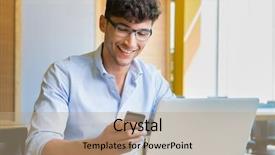  Presentation with man holding phone - Theme enhanced with cellphones - closeup shot of a young background and a coral colored foreground