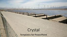  Presentation with natural resources - Beautiful PPT theme featuring cells in a solar farm backdrop and a mint green colored foreground