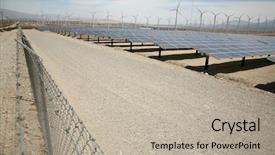  Presentation with cells solar - Presentation design featuring cells in a solar farm background and a mint green colored foreground