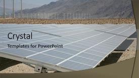  Presentation with natural resources - Presentation theme consisting of cells in a solar farm background and a  colored foreground