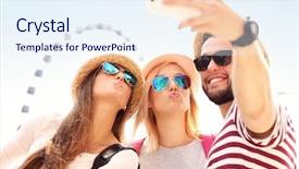  Presentation with friends - Presentation theme consisting of selfie with the big wheel background and a sky blue colored foreground