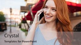  Presentation with long hair - Beautiful PPT theme featuring cellular - close up of smiling attractive backdrop and a soft green colored foreground