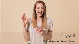  Presentation with pretty girl - Slide deck enhanced with cellular - portrait of a pretty casual background and a coral colored foreground