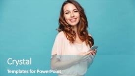  Presentation with smiling little girl - Colorful slide deck enhanced with cellular - portrait of a smiling beautiful backdrop and a teal colored foreground