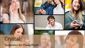  Presentation with people talking - Theme consisting of composition of people talking background and a coral colored foreground