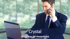  Presentation with director - Colorful slide set enhanced with manager director - handsome smiling businessman working backdrop and a  colored foreground