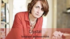  Presentation with mobile home - Amazing slide deck having electroincs age - worried mature woman holding mobile backdrop and a red colored foreground