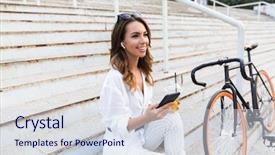  Presentation with time - Audience pleasing presentation theme consisting of ciclo celular - cheerful young woman spending time backdrop and a  colored foreground