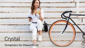  Presentation with time - Cool new slides with ciclo celular - happy young woman spending time backdrop and a soft green colored foreground