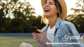  Presentation with hat - Beautiful theme featuring ciclo celular - laughing young girl in summer backdrop and a  colored foreground