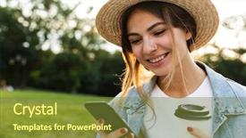  Presentation with girl scouts explorer summer - Colorful slide deck enhanced with ciclo celular - lovely young girl in summer backdrop and a  colored foreground