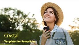  Presentation with girl scouts explorer summer - Slide deck featuring ciclo celular - smiling young girl in summer background and a  colored foreground