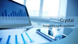  Presentation with water glass - Presentation design consisting of cellular phone glass of water background and a light blue colored foreground