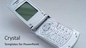  Presentation with healthy workplace full length side view - Presentation theme enhanced with cellular phone in full view background and a  colored foreground