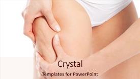  Presentation with testing - Theme featuring cellulite - woman testing her skin background and a lemonade colored foreground