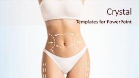  Presentation with body shame cyber bullying - PPT theme enhanced with cellulitis - female body in white slimming background and a  colored foreground