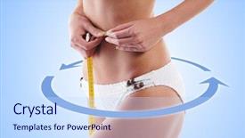 Presentation with healthy nutrition - PPT layouts featuring cellulitis - fit woman measuring her belly background and a  colored foreground