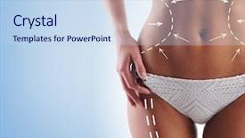  Presentation with body fat - Colorful presentation design enhanced with cellulitis - women slim body in swimwear backdrop and a sky blue colored foreground