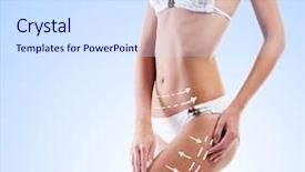  Presentation with body fat - Audience pleasing presentation consisting of cellulitis - women slim body in swimwear backdrop and a sky blue colored foreground