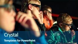  Presentation with movie - Presentation theme enhanced with celluloid - boys watching a movie background and a ocean colored foreground