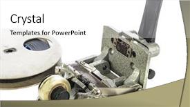  Presentation with film - Presentation design featuring celluloid - motion picture film splicer background and a white colored foreground