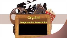  Presentation with film - Cool new PPT theme with celluloid - retro film production accessories isolated backdrop and a red colored foreground