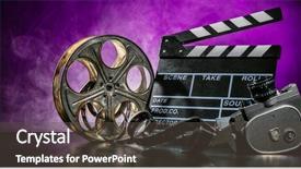  Presentation with film premiers - Beautiful slide deck featuring celluloid - retro film production accessories still backdrop and a dark gray colored foreground
