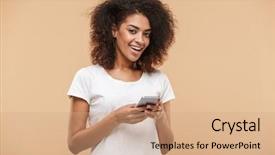  Presentation with mobile network - Audience pleasing presentation design consisting of cellural network - portrait of a pretty young backdrop and a coral colored foreground