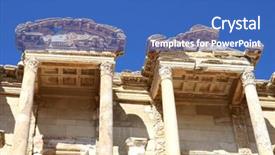  Presentation with library - Colorful PPT theme enhanced with celsus library in ephesus turkey backdrop and a teal colored foreground