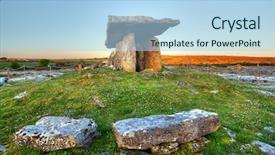  Presentation with ireland - Amazing PPT theme having celtic - 5 000 years old polnabrone backdrop and a light blue colored foreground