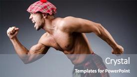  Presentation with ladies clothing - PPT layouts with celtic - man wearing traditional scottish clothing background and a gray colored foreground