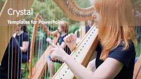  Presentation with celtic - Colorful PPT layouts enhanced with celtic - musicians play harps outdoors backdrop and a coral colored foreground