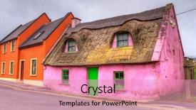  Presentation with old house - PPT theme having celtic - old pink cottage house background and a coral colored foreground