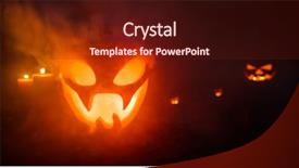  Presentation with scary halloween - Theme featuring celtic - spooky halloween pumpkin scary face background and a tawny brown colored foreground