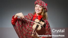  Presentation with clothing - Slide deck featuring celtic - woman in scottish clothing background and a tawny brown colored foreground