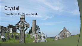  Presentation with celtic cross - Colorful presentation enhanced with celtic cross - clonmacnoise in ireland backdrop and a light blue colored foreground