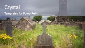  Presentation with giving to church - Presentation design with celtic cross - irish graveyard at dingle peninsula background and a gray colored foreground