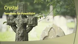  Presentation with ancient death and burial - Audience pleasing PPT theme consisting of celtic cross - tombstone and graves backdrop and a tawny brown colored foreground