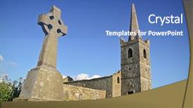  Presentation with stone cross - Slide deck consisting of celtic cross at irish stone background and a teal colored foreground