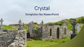  Presentation with celtic cross - PPT layouts with celtic crosses on cemetery background and a sky blue colored foreground