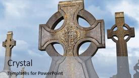  Presentation with celtic cross - Cool new PPT theme with celtic crosses over blue sky backdrop and a light blue colored foreground