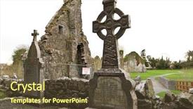  Presentation with celtic cross - Amazing PPT theme having celtic crosses backdrop and a tawny brown colored foreground