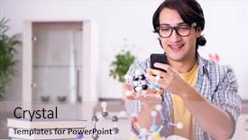  Presentation with test exam student - Presentation theme consisting of celular molecular - young student physicist preparing background and a soft green colored foreground