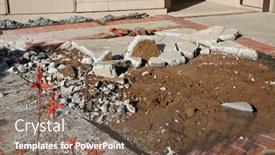 Presentation with demolition bricks - Presentation design featuring cement-driveway-destruction-an-old background and a violet colored foreground
