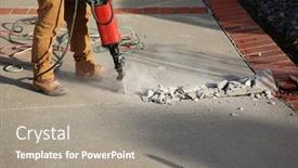  Presentation with demolition bricks - Beautiful slide set featuring cement-driveway-destruction-an-old backdrop and a gray colored foreground