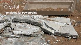  Presentation with bricks - Presentation theme with cement-driveway-destruction-an-old background and a violet colored foreground