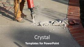  Presentation with demolition bricks - PPT theme featuring cement-driveway-destruction-an-old background and a dark gray colored foreground