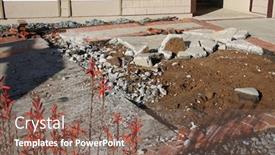  Presentation with demolition bricks - Colorful theme enhanced with cement-driveway-destruction-an-old backdrop and a violet colored foreground