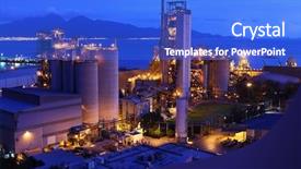  Presentation with cement industry - PPT layouts consisting of cement factory at night background and a cobalt blue colored foreground